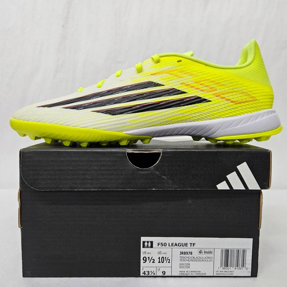 Adidas F50 League TF Turf Soccer Cleats JR8978 Solar Yellow Black Men Size 9.5